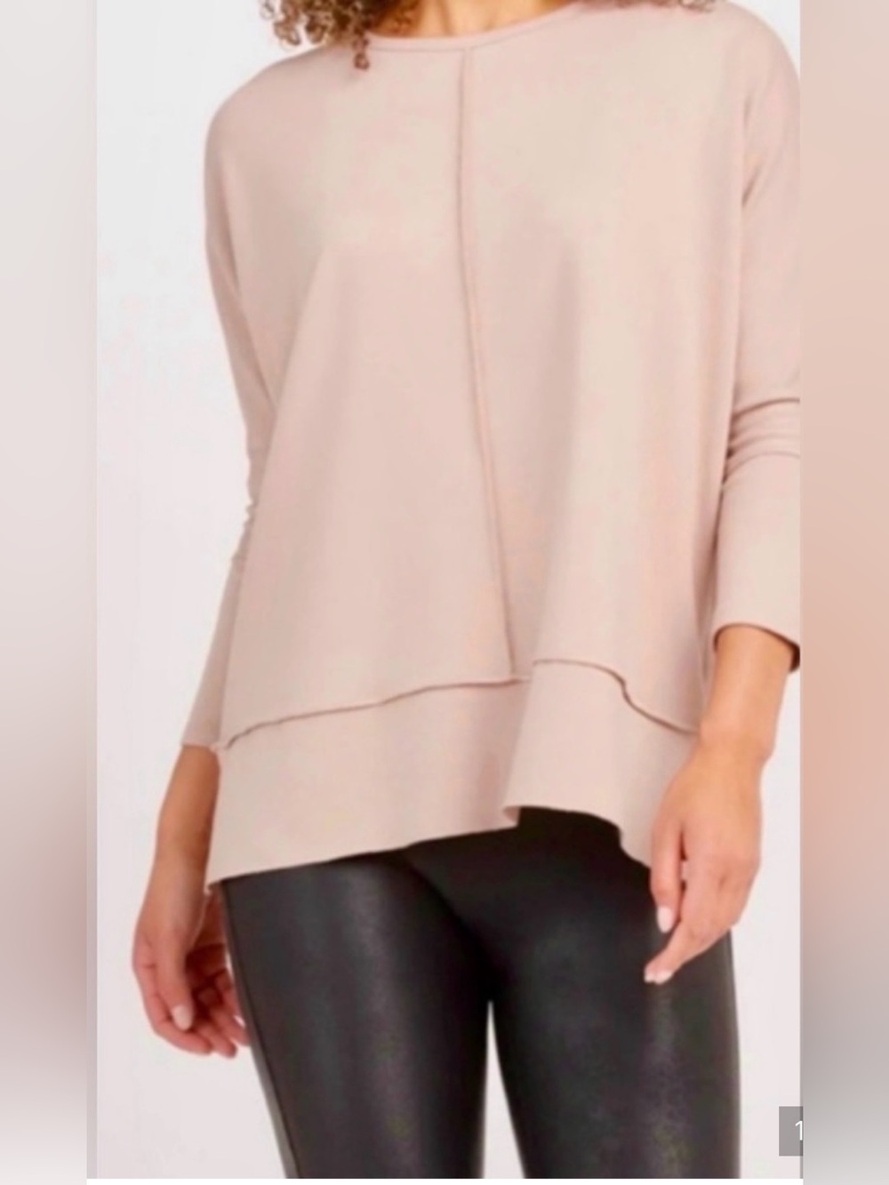 SPANX - Dolman Neutral Oat Quarter Sleeve Exposed Seams Sweatshirt Size Medium